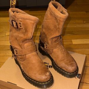 Dr. Martens Tan Leather Buckle Boots